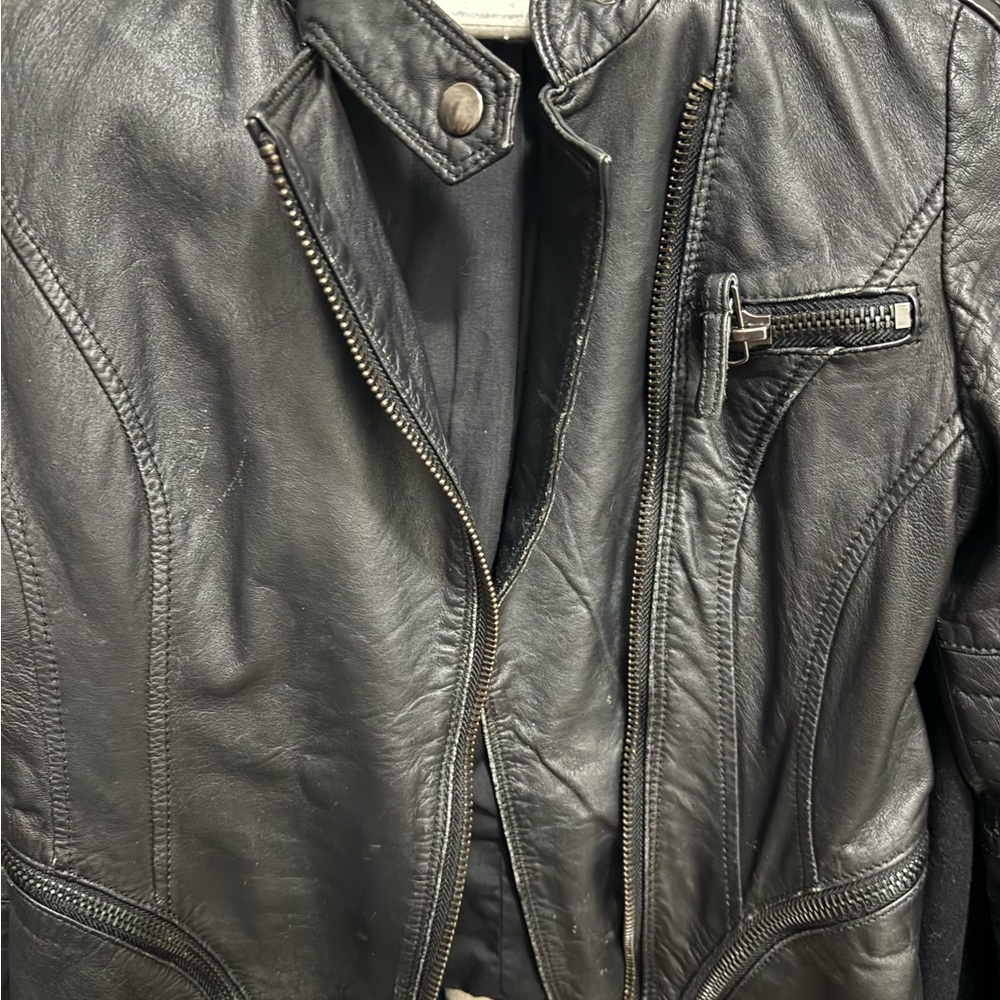 Zara Dark Gray Leather Jacket - Picture 6 of 6